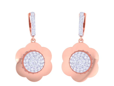Printable 3D Jewelry design of Earrings with diamonds 3D Model