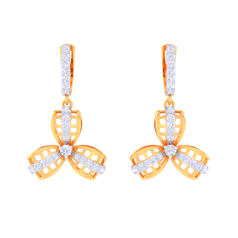 Printable 3D Jewelry design of Earrings with diamonds 3D Model .c4d .max .obj .3ds .fbx .stl .blend