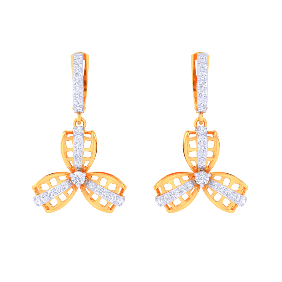 Printable 3D Jewelry design of Earrings with diamonds 3D Model .c4d .max .obj .3ds .fbx .stl .blend 