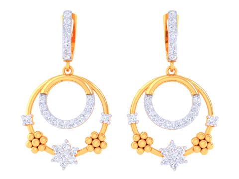 Printable 3D Jewelry design of Earrings with diamonds 3D Model