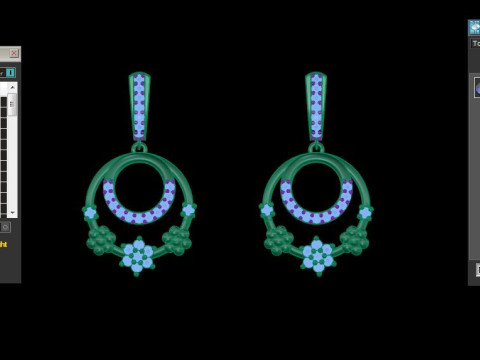 Printable 3D Jewelry design of Earrings with diamonds Model 3D