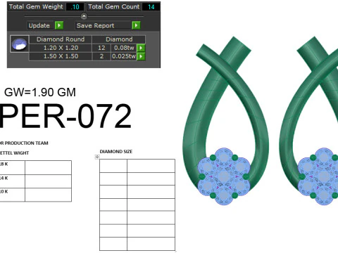 Printable 3D Jewelry design of Earrings with diamonds 3D Model