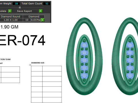 Printable 3D Jewelry design of Earrings with diamonds 3D Model