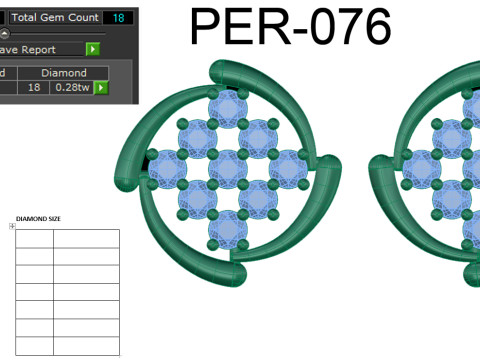 Printable 3D Jewelry design of Earrings with diamonds Modelo 3D