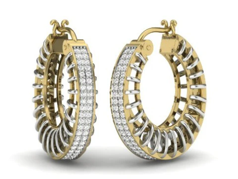 Printable 3D Jewelry design of Earrings with diamonds 3D Model