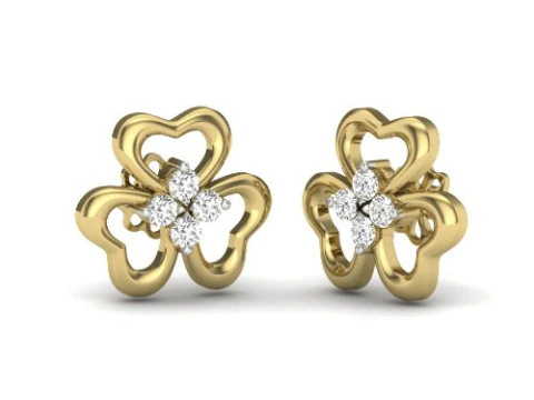 Dise&ntilde;o de joyer&iacute;a 3D imprimible de pendientes con diamantes. Modelo 3D