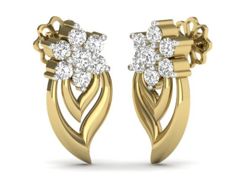 Printable 3D Jewelry design of Earrings with diamonds 3D Model