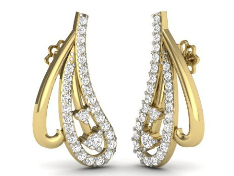 Printable 3D Jewelry design of Earrings with diamonds 3Dモデル