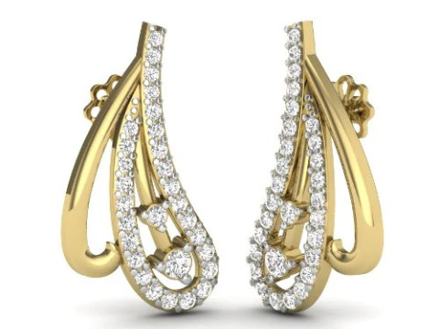 Dise&ntilde;o de joyer&iacute;a 3D imprimible de pendientes con diamantes. Modelo 3D
