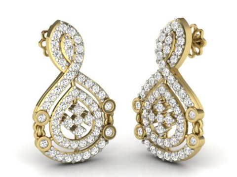 Printable 3D Jewelry design of Earrings with diamonds Modello 3D