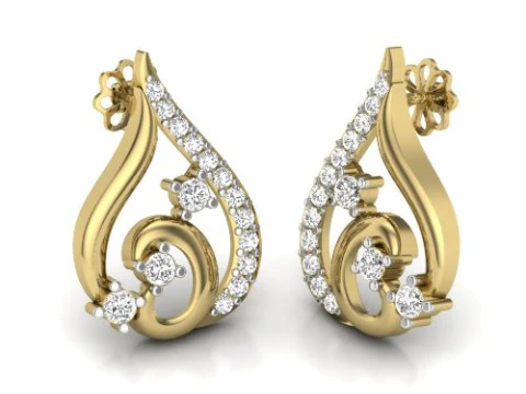 Conception de bijoux 3D imprimable de boucles d'oreilles avec diamants Modèle 3D