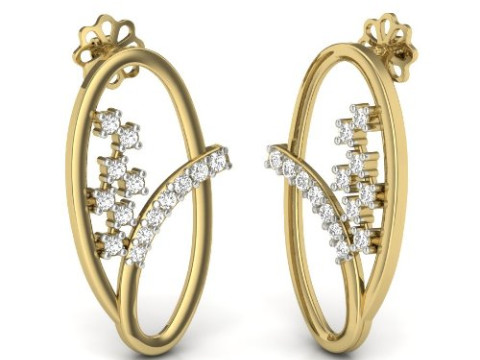 Printable 3D Jewelry design of Earrings with diamonds 3D Model