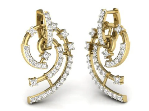 Printable 3D Jewelry design of Earrings with diamonds 3D Model