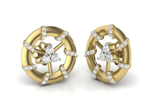 Dise&ntilde;o de joyer&iacute;a 3D imprimible de pendientes con diamantes. Modelo 3D