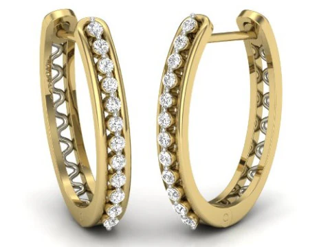 ダイヤモンド付きイヤリングの印刷可能な 3D ジュエリー デザイン 3Dモデル