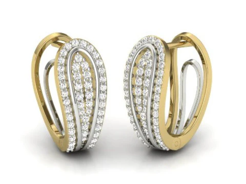 ダイヤモンド付きイヤリングの印刷可能な 3D ジュエリー デザイン 3Dモデル