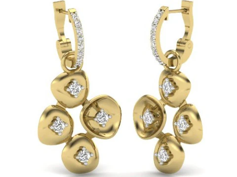 다이아몬드가 박힌 귀걸이의 인쇄 가능한 3D 주얼리 디자인 3D 모델