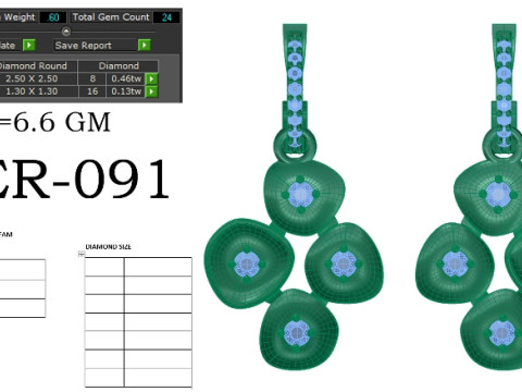 Printable 3D Jewelry design of Earrings with diamonds Model 3D
