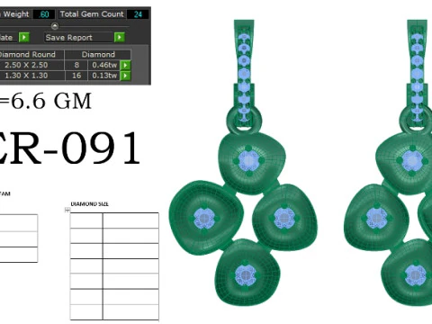Printable 3D Jewelry design of Earrings with diamonds 3D Model