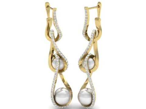 Printable 3D Jewelry design of Earrings with diamonds Model 3D