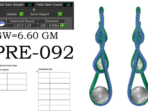 Printable 3D Jewelry design of Earrings with diamonds Modelo 3D