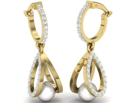 Design stampabile di gioielli 3D di orecchini con diamanti Modello 3D