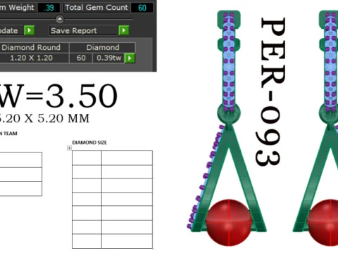 Printable 3D Jewelry design of Earrings with diamonds 3D Model