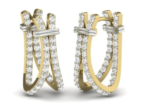 Printable 3D Jewelry design of Earrings with diamonds 3D Model