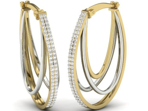 Printable 3D Jewelry design of Earrings with diamonds Model 3D