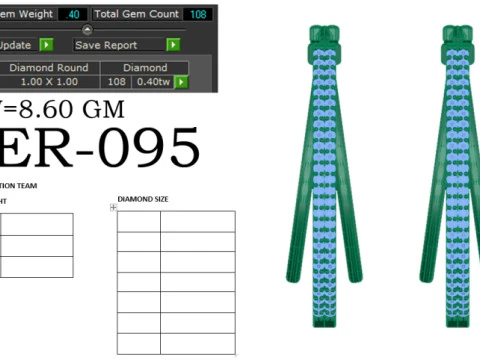 Printable 3D Jewelry design of Earrings with diamonds 3D Model