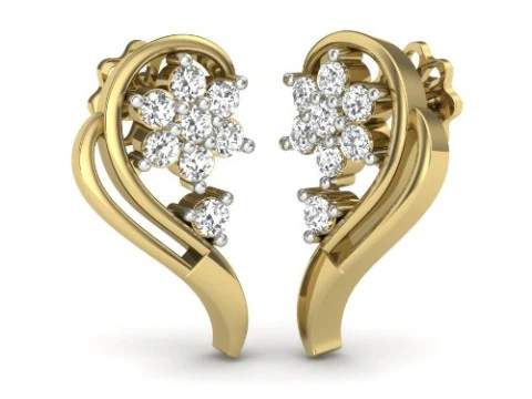 Design stampabile di gioielli 3D di orecchini con diamanti Modello 3D