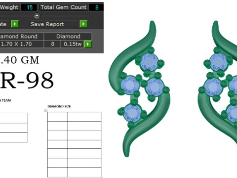 Printable 3D Jewelry design of Earrings with diamonds 3D Model