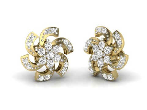 Printable 3D Jewelry design of Earrings with diamonds 3D Modell