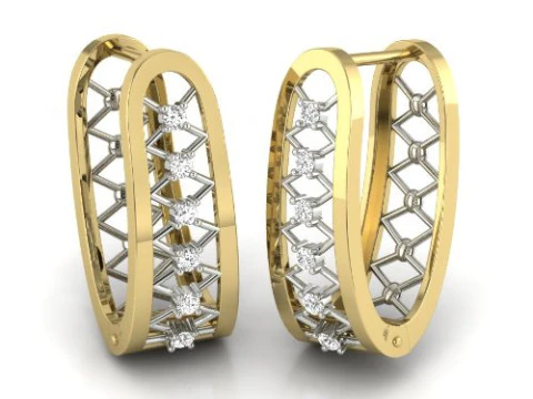 Printable 3D Jewelry design of Earrings with diamonds 3D Model