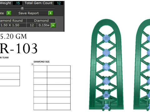 Printable 3D Jewelry design of Earrings with diamonds 3D Model