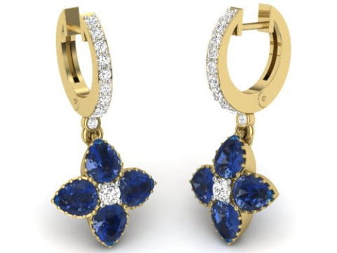 Printable 3D Jewelry design of Earrings with diamonds Model 3D