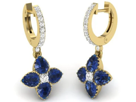 Design de joias 3D para impress&atilde;o de brincos com diamantes Modelo 3D