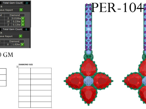 Printable 3D Jewelry design of Earrings with diamonds 3D Модель