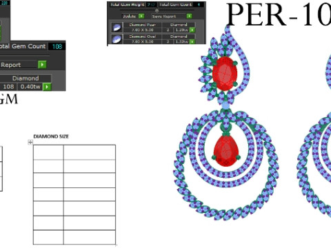 Printable 3D Jewelry design of Earrings with diamonds 3Dモデル