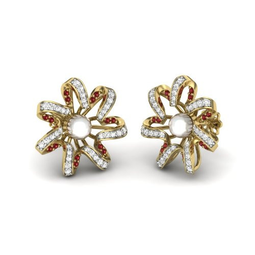 Printable 3D Jewelry design of Earrings with diamonds 3D Model .c4d .max .obj .3ds .fbx .stl .blend 