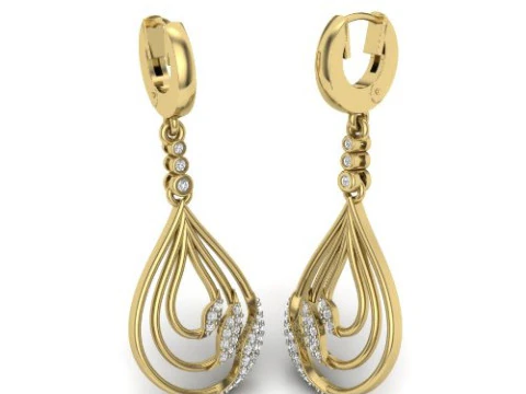 Printable 3D Jewelry design of Earrings with diamonds 3D Model