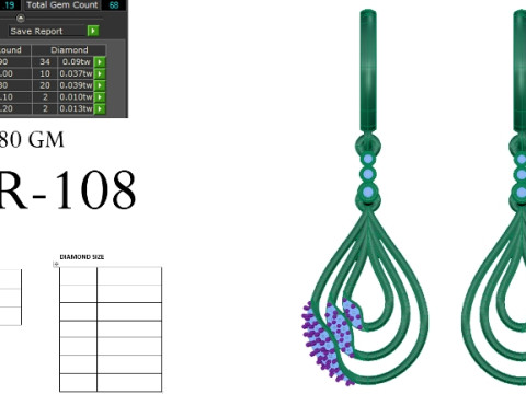 Printable 3D Jewelry design of Earrings with diamonds 3D Model
