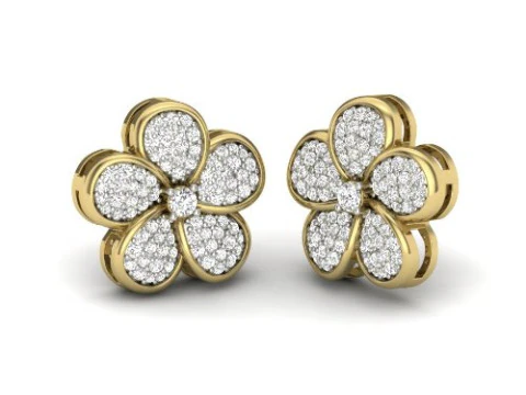 Printable 3D Jewelry design of Earrings with diamonds 3D Model