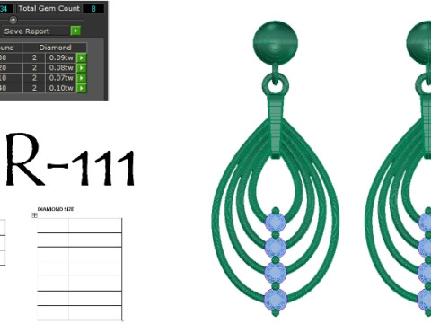 Printable 3D Jewelry design of Earrings with diamonds Modelo 3D