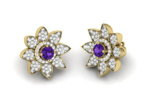 Pırlantalı Küpelerin yazdırılabilir 3D Takı tasarımı 3D Model