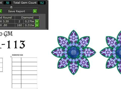 Printable 3D Jewelry design of Earrings with diamonds 3D Model