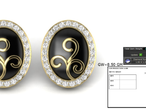 Printable 3D Jewelry design of Earrings with diamonds 3D Model