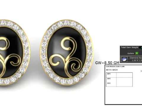 Printable 3D Jewelry design of Earrings with diamonds 3D Model