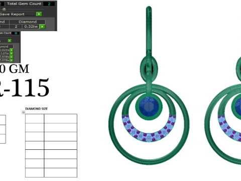 Printable 3D Jewelry design of Earrings with diamonds Modelo 3D