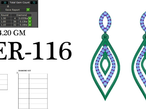 Printable 3D Jewelry design of Earrings with diamonds Modelo 3D